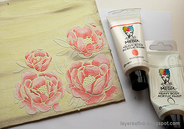 Layers of ink - Peony Mixed Media Canvas Tutorial by Anna-Karin Evaldsson.