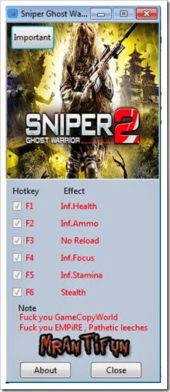 Sniper Ghost Warrior 2 V3.4.4.6290 Trainer  6 MAF