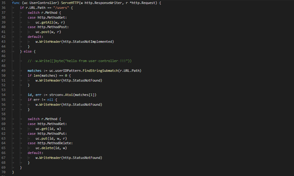 golang crud user controller ServeHTTP