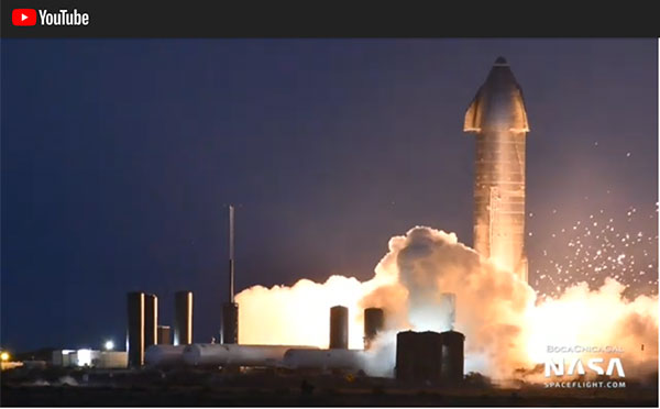 Starship SN8 static fire test at SpaceX Boca Chica launch site (Source: @BocaChicaGal)