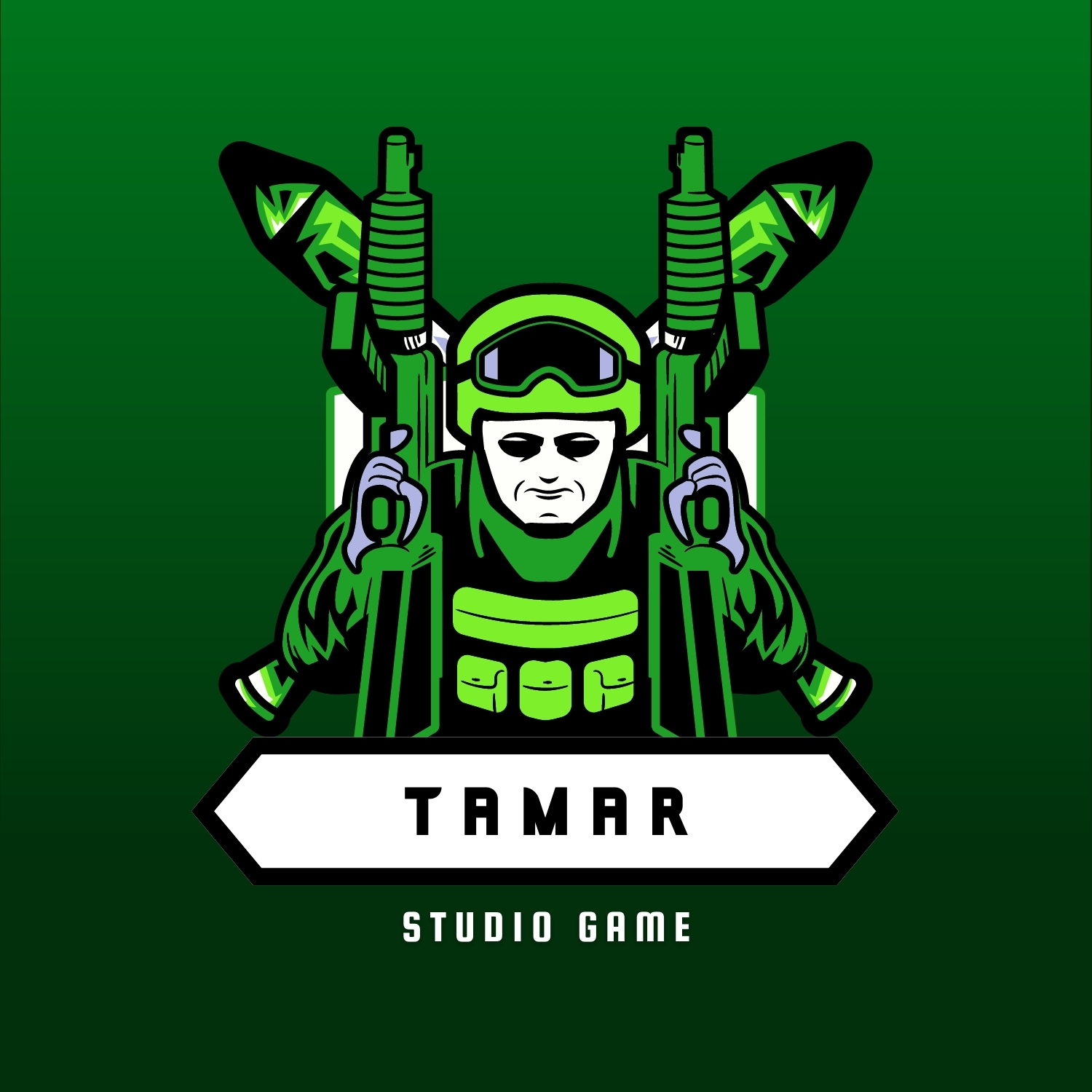 Soldier with Guns Gaming Logo