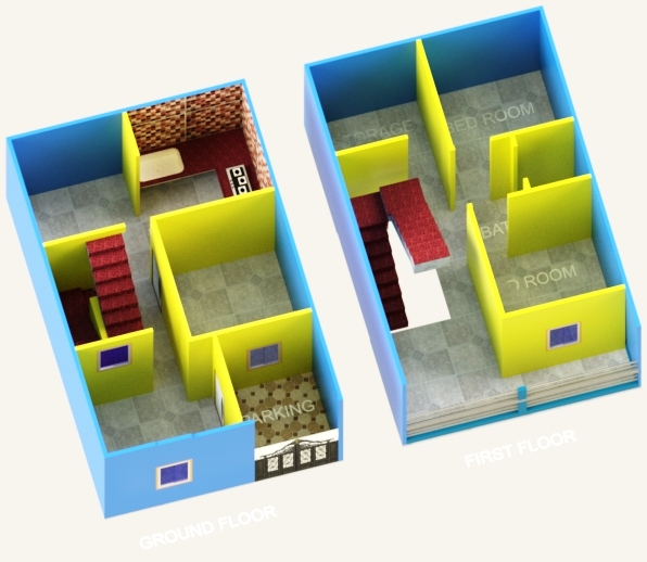600 Sq Ft Duplex House 3D Model