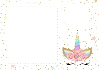 Unicorn with Rainbow: Free Printable Invitations. 