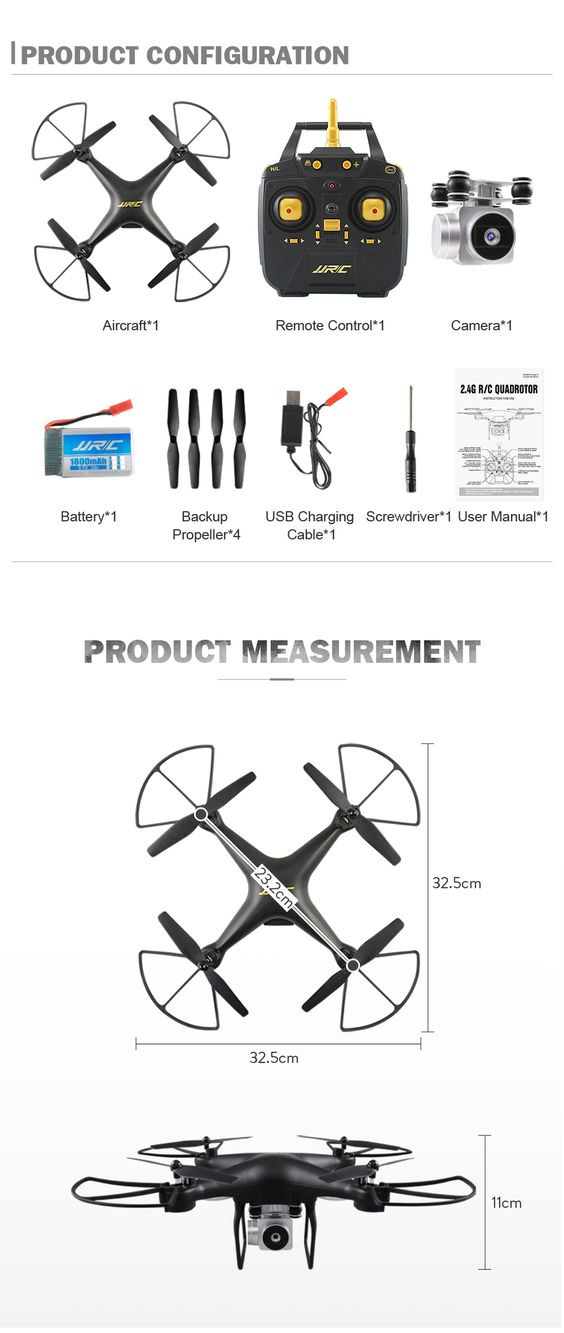 JJRC H68 Bellwether WiFi FPV with 2MP 720P HD Camera 20mins Flight Time RC Drone Quadcopter RTF