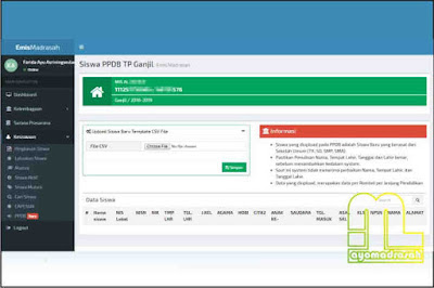 Form untuk upload siswa baru ke aplikasi  Form Upload Siswa Baru Emis Online 2018/2019