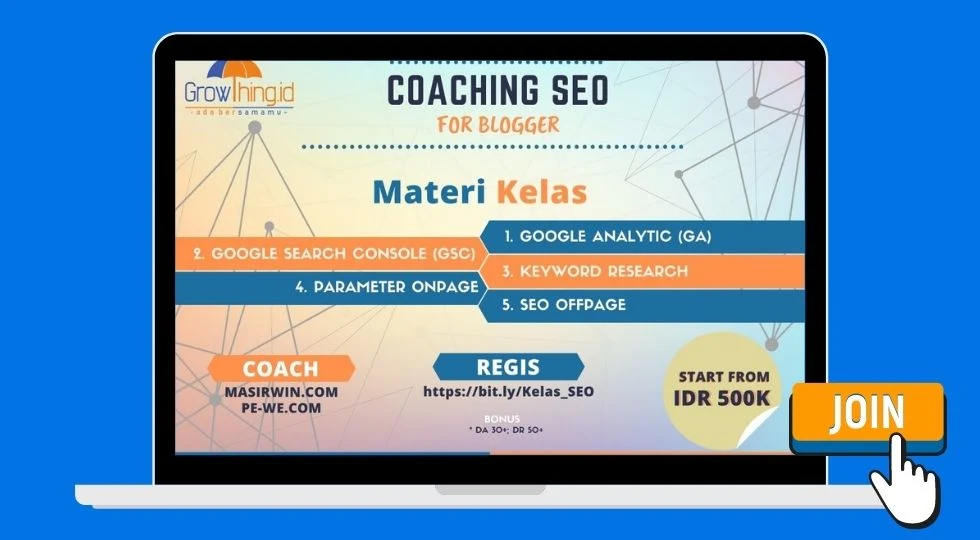 coaching SEO for blogger dari Growthing