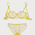 Yellow lemon mesh brazilian panties