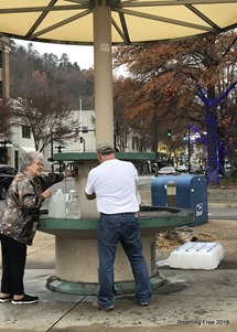 Getting water from the HOT spring