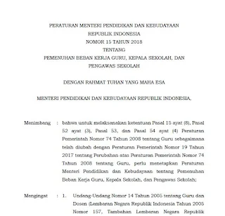 Permendikbud Nomor 15 Tahun 2018