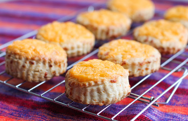 Food Lust People Love: These overnight yeasted cheese scones have cheese inside and on top. They make a delightful breakfast or snack or use them as sandwich bread.