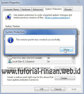 Restore Point telah dibuat