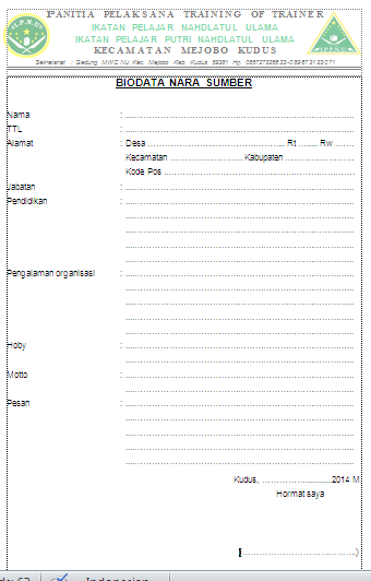 Contoh Curriculum Vitae Untuk Narasumber - Simak Gambar 