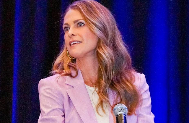 Princess Madeleine wore a new aaliyah linen blend dickey suit by Veronica Beard. SWEA International's world meeting in Miami