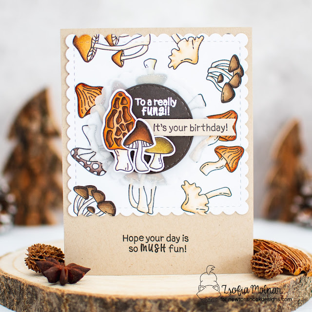 Mushroom Birthday Card by Zsofia Molnar | Fabulous Fungus Stamp Set, Frames Squared Die Set and Circle Frames Die Set by Newton's Nook Designs