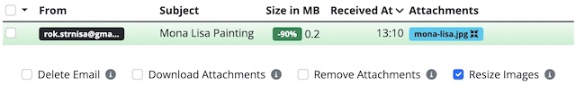 The Unattach status report after downsizing an attachment.