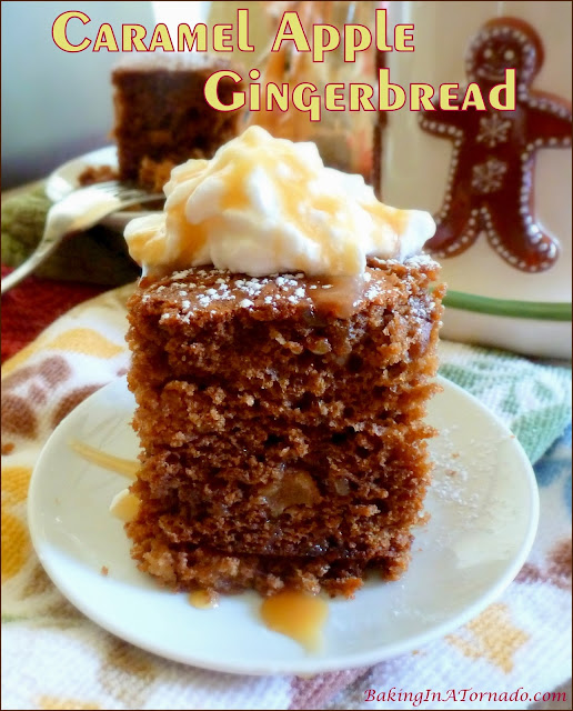 Caramel Apple Gingerbread | recipe developed by Karen of www.BakingInATornado.com | #recipe #dessert