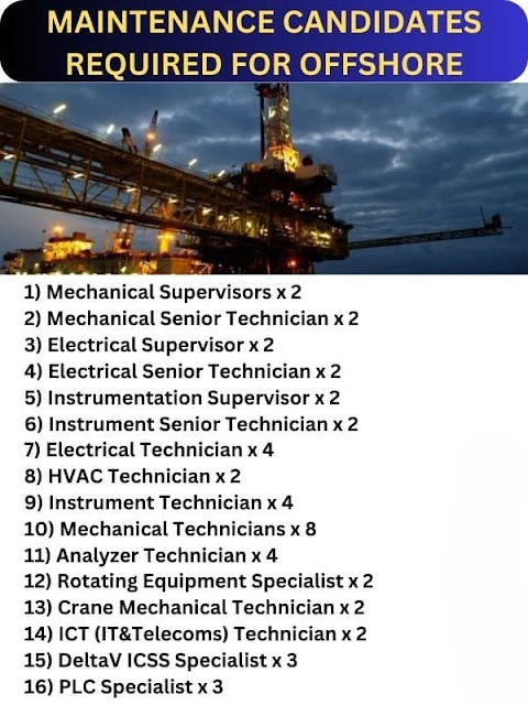 MAINTENANCE CANDIDATES REQUIRED FOR OFFSHORE