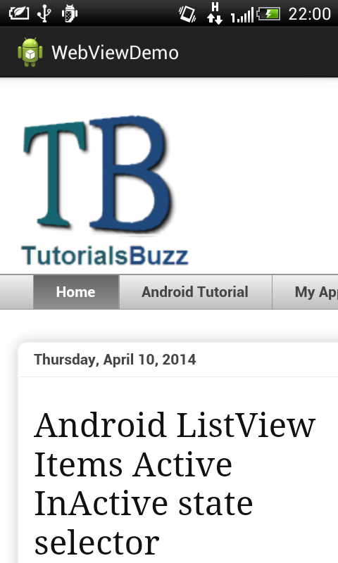 Android WebView Example | Tutorialsbuzz ,programming blog for android ...