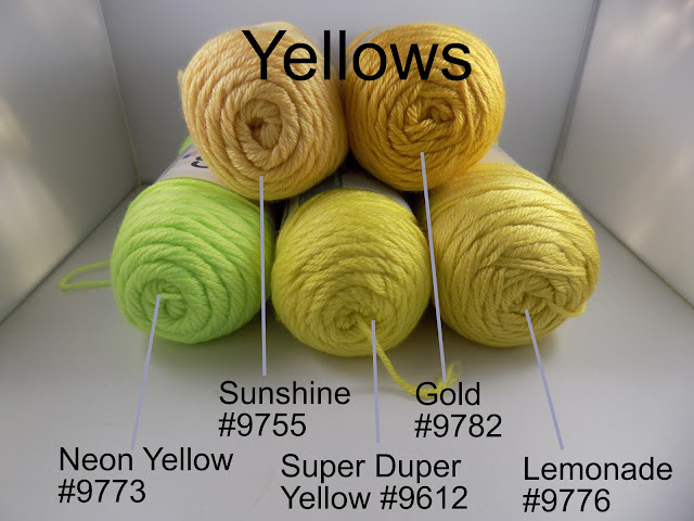 Caron Simply Soft Yarn Sunshine #9755 Gold #9782 Neon Yellow