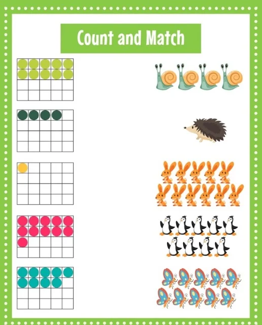 Count and Match Worksheet 9