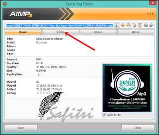 Cara menambahkan lirik lagu menggunakan aimp3