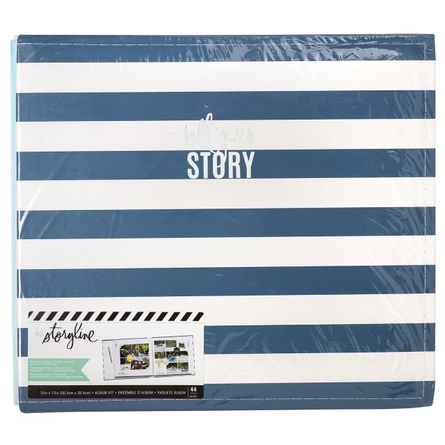 Heidi Swapp Storyline Tell Your Story Blue Striped 12x12 album