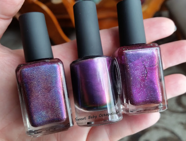 ILNP Peace, Enchanted Polish Entwined, and Chaos & Crocodiles Cheshire Rose comparison