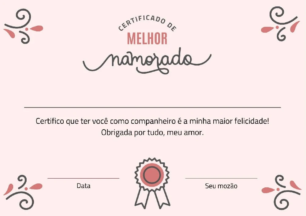 Certificados de Melhor Namorado do Mundo: como surpreender o seu amor no Dia dos Namorados