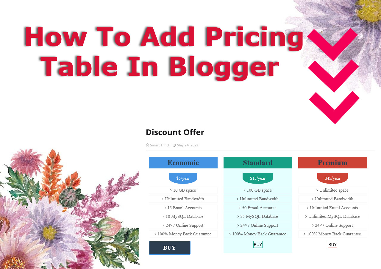 How To Add Pricing Table In Blogger Blog