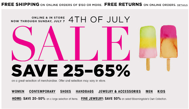 Save up to 65%  with bloomingdale's promotion on this 4th of Ju