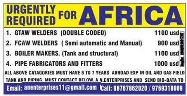 Urgent job vacancies for AFRICA