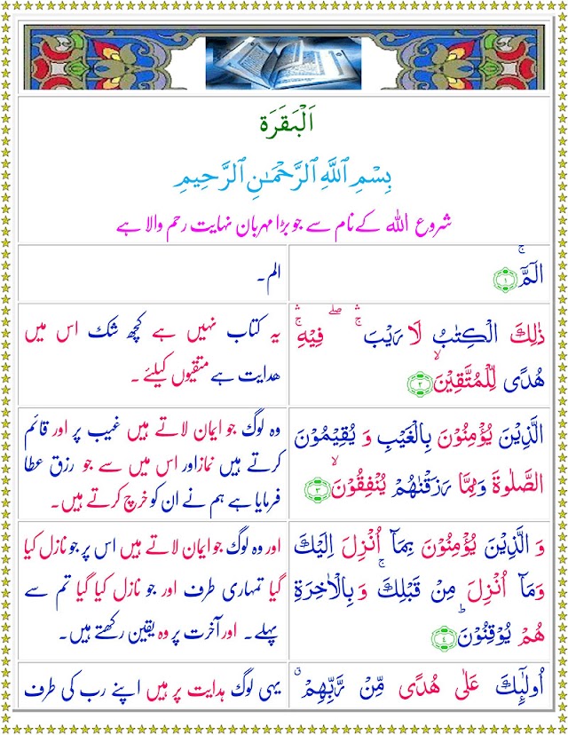 Surah Al Baqarah with Urdu Translation Page 1