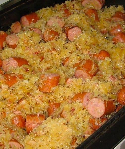 Polish sausage Sauerkraut and potatoes