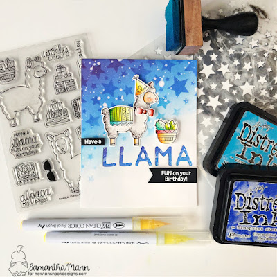 Have a Llama Fun Birthday Card by Samantha Mann for Newton's Nook Designs, Distress Inks, Die Cuttng, Birthday, Cards, Card Making, Llama #newtonsnook #newtonsnookdesigns #distressinks #birthday #birthdaycard #cardmaking