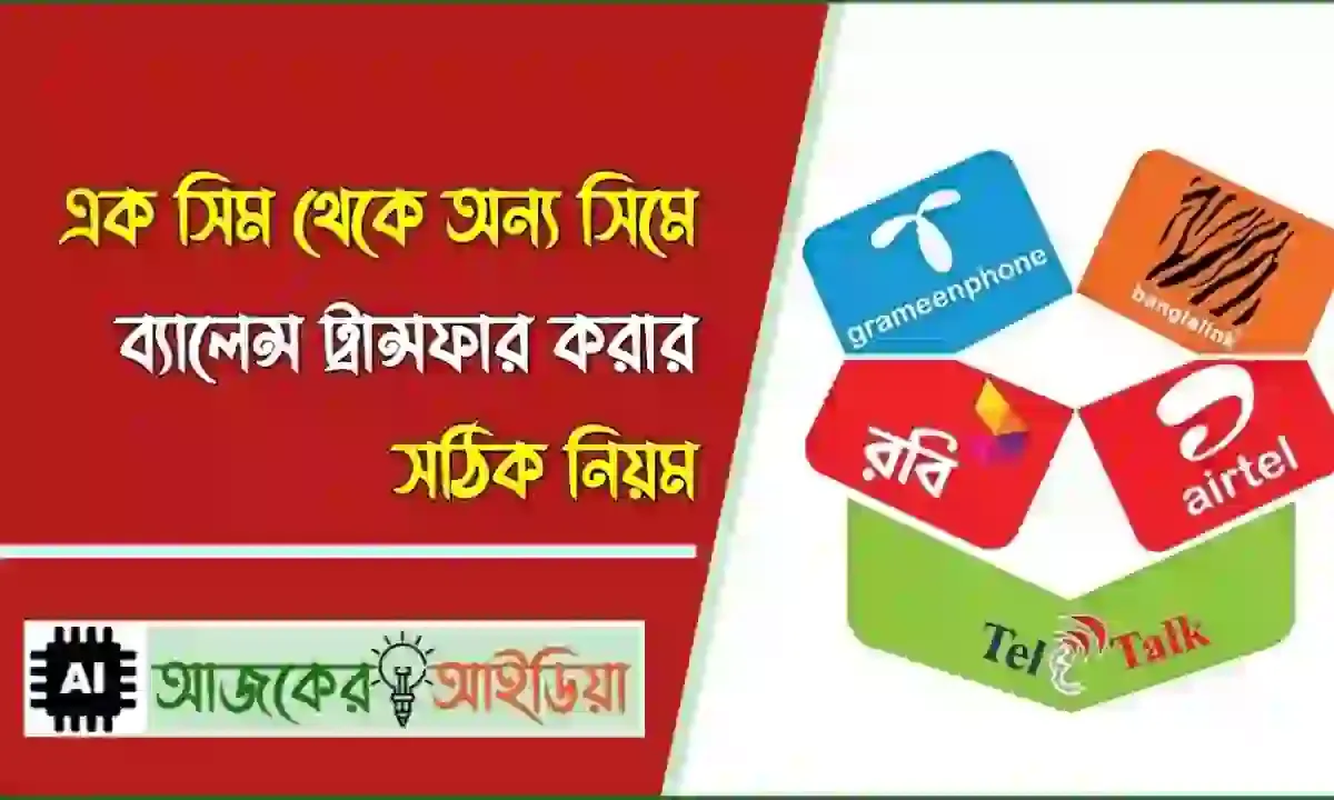 এক সিম থেকে অন্য সিমে ব্যালেন্স ট্রান্সফার