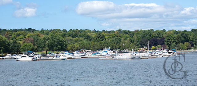 The Port of Orillia with boats docked in the harbour