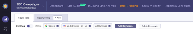 Ranktracking in CognitiveSEO