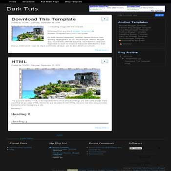 free Dark Tuts blogger template convert from wordpress theme to blogger template with 4 column footer blogger template