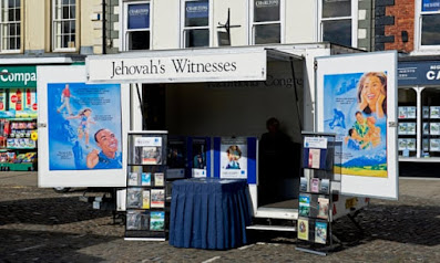 A stall promoting the Jehovah’s Witnesses in Richmond, North Yorkshire. Photograph: Alamy