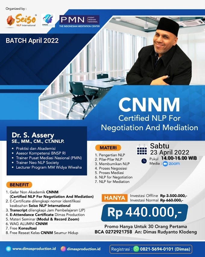 WA.0821-5694-0101 | Certified NLP For Negotiation And Mediation (CNNM) 23 April 2022