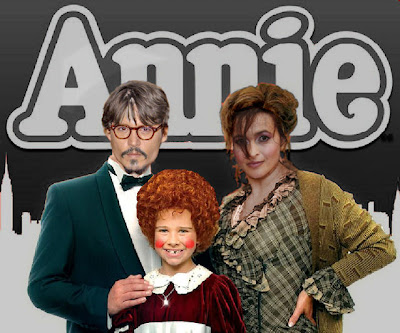 Depp, Bonham-Carter and Mills in Tim Burton's Annie