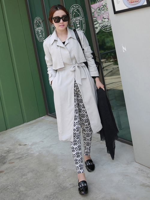 Belted Trench Coat with Storm Flaps