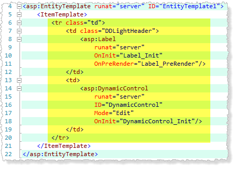 Edit Entity Template mark-up