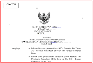 Download SK Kepala Desa tentang TIM Pelaksana Pendataan SDGs Desa dan Indeks Desa Membangun (IDM) Desa