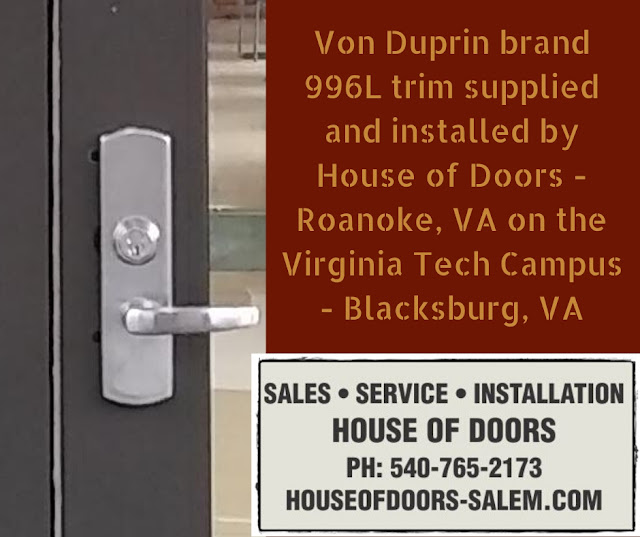 Von Duprin brand 996L trim supplied and installed by House of Doors - Roanoke, VA on the Virginia Tech Campus - Blacksburg, VA