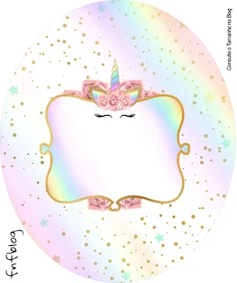 Unicorn with Rainbow: Free Printable Cupcake Wrappers and Toppers. 