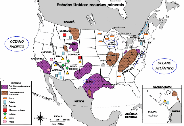 Resultado de imagem para MAPA ECONOMICO DOS DOS ESTADOS UNIDOS