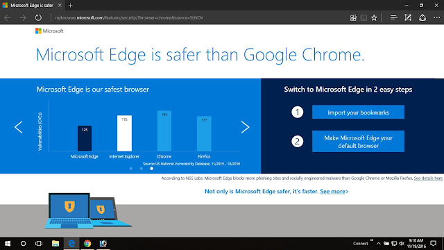 Microsoft Edge is safer than Google Chrome