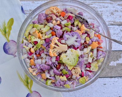 Rainbow Salad ♥ KitchenParade.com. Pretty pastel-colored vegetables tossed in a Sweet Lemon Vinaigrette.