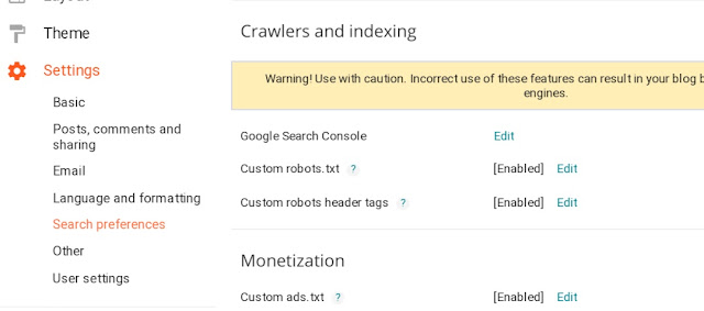 setting robot txt pada blogspot